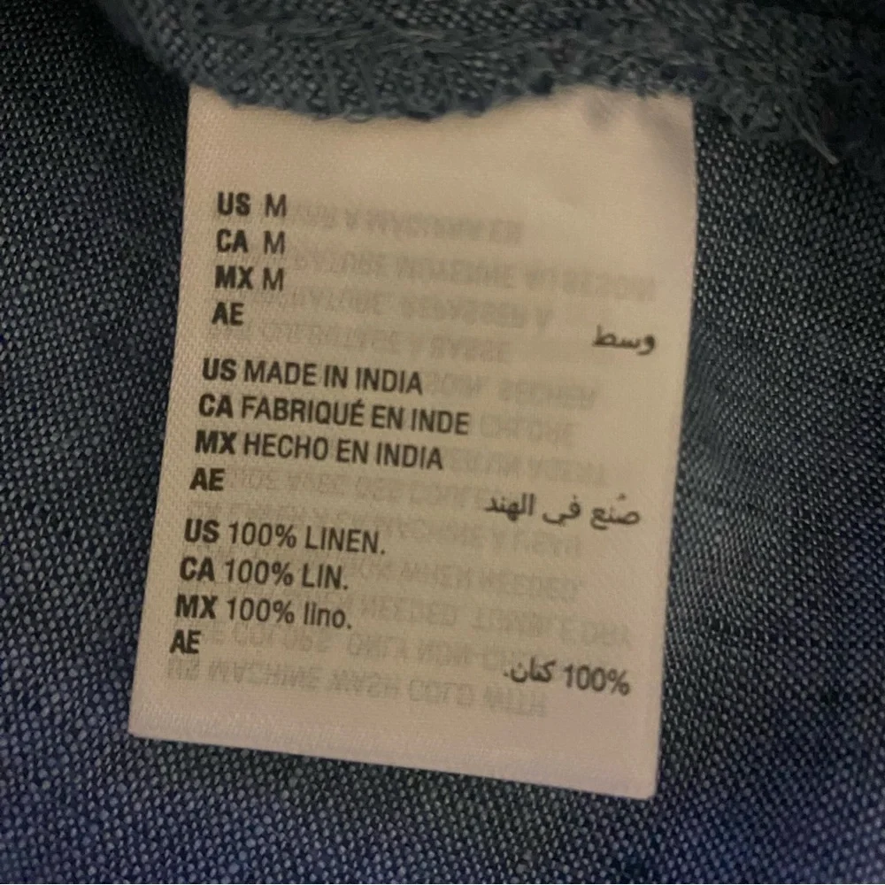 Charter Club Linen Blue Gray Button Down Shirt with Notched Collar NWT M - Picture 5 of 6